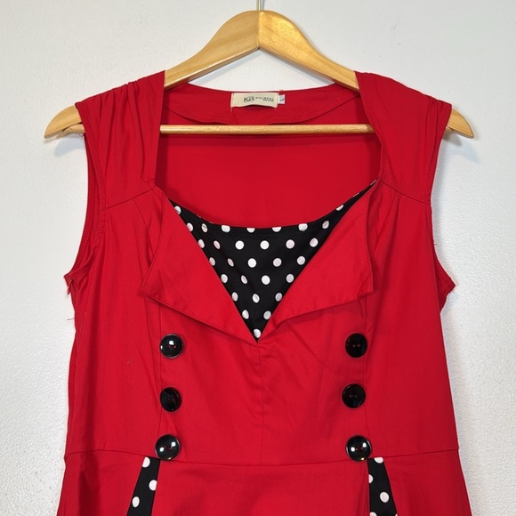 KillReal Vintage Inspired Polka Dot Rockabilly Dress Womens Large Retro Pinup - Picture 2 of 10